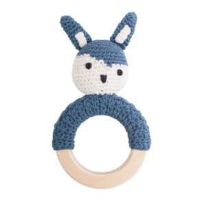 Sebra rammelaar en bijtring konijn - blauw