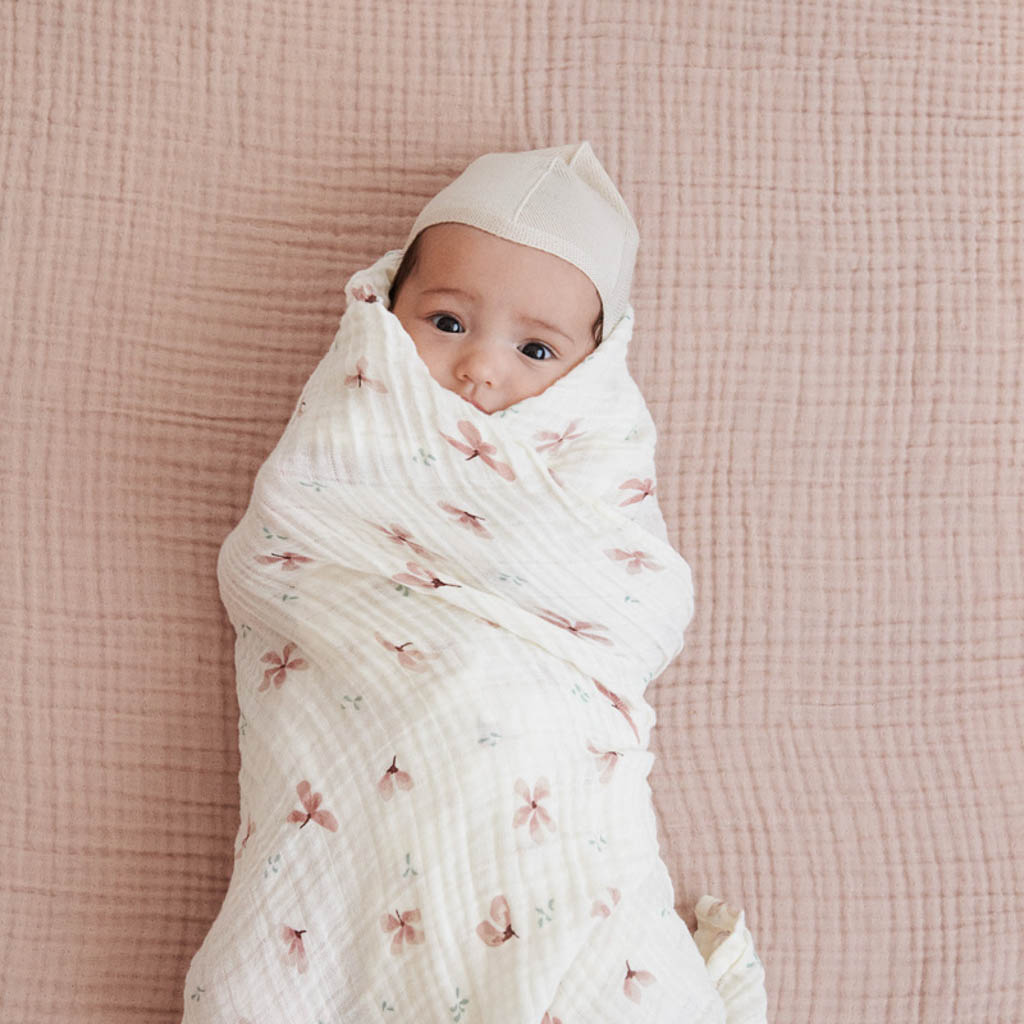 Cam Cam hydrofiele doek XL met print - 120x120 - windflower cream - Afbeelding 2
