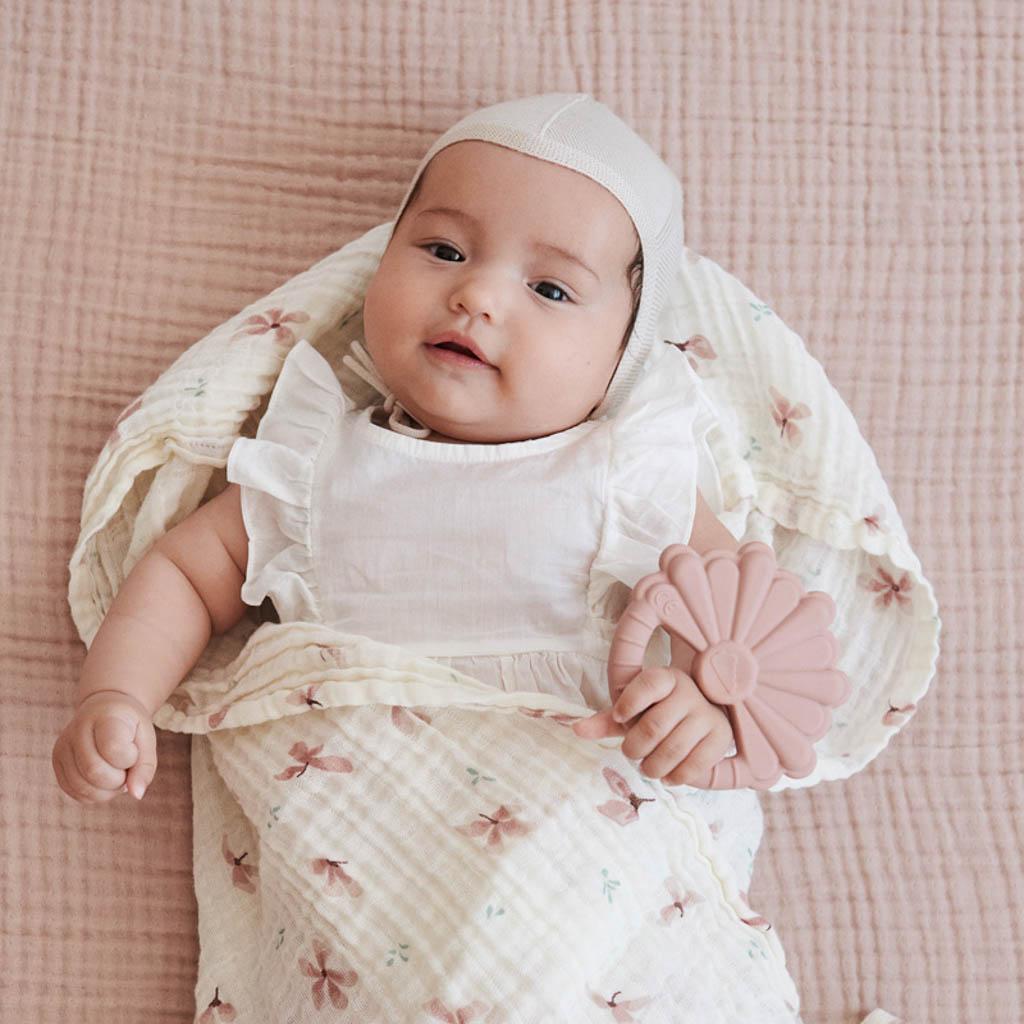 Cam Cam hydrofiele doek XL met print - 120x120 - windflower cream - Afbeelding 3