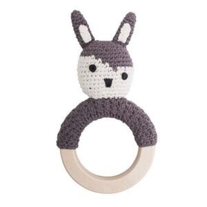 Sebra rammelaar en bijtring konijn - bruin
