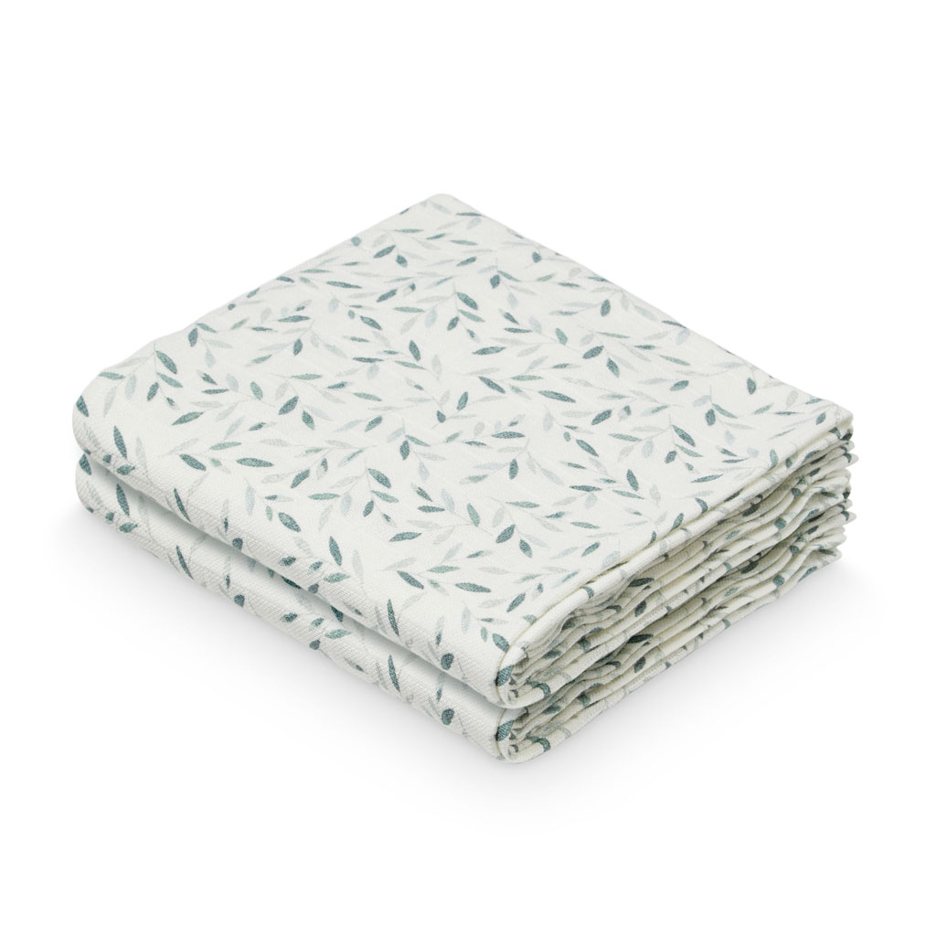 Cam Cam hydrofiele doeken set van twee 70x70 - green leaves