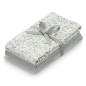 Cam Cam hydrofiele doeken set van drie 70x70 - green leaves,dusty green,grey