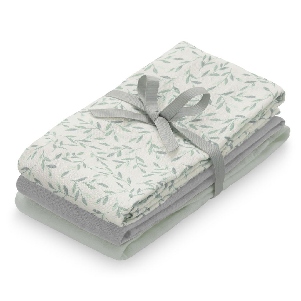 Cam Cam hydrofiele doeken set van drie 70x70 - green leaves,dusty green,grey