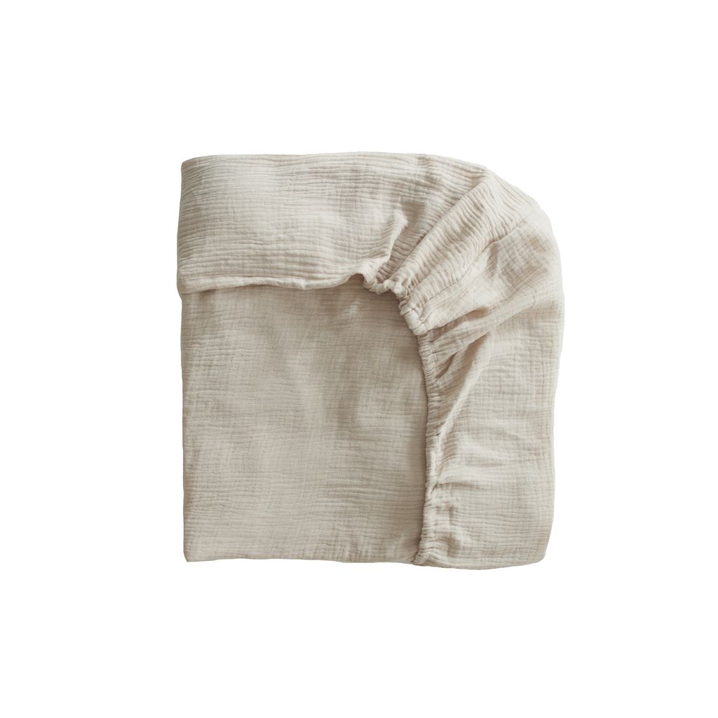 Mushie hoeslaken ledikant 60x120 - fog/beige - Afbeelding 2