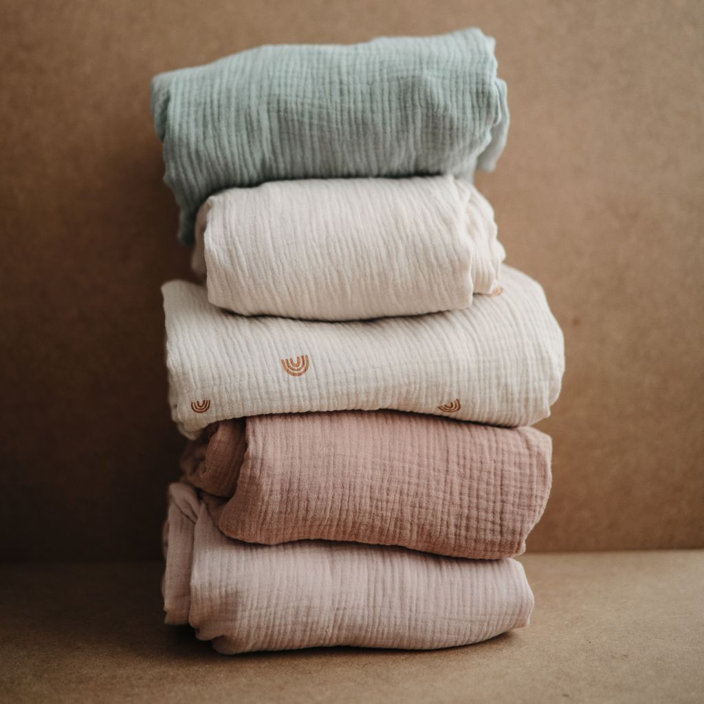 Mushie hoeslaken ledikant 60x120 - fog/beige - Afbeelding 3