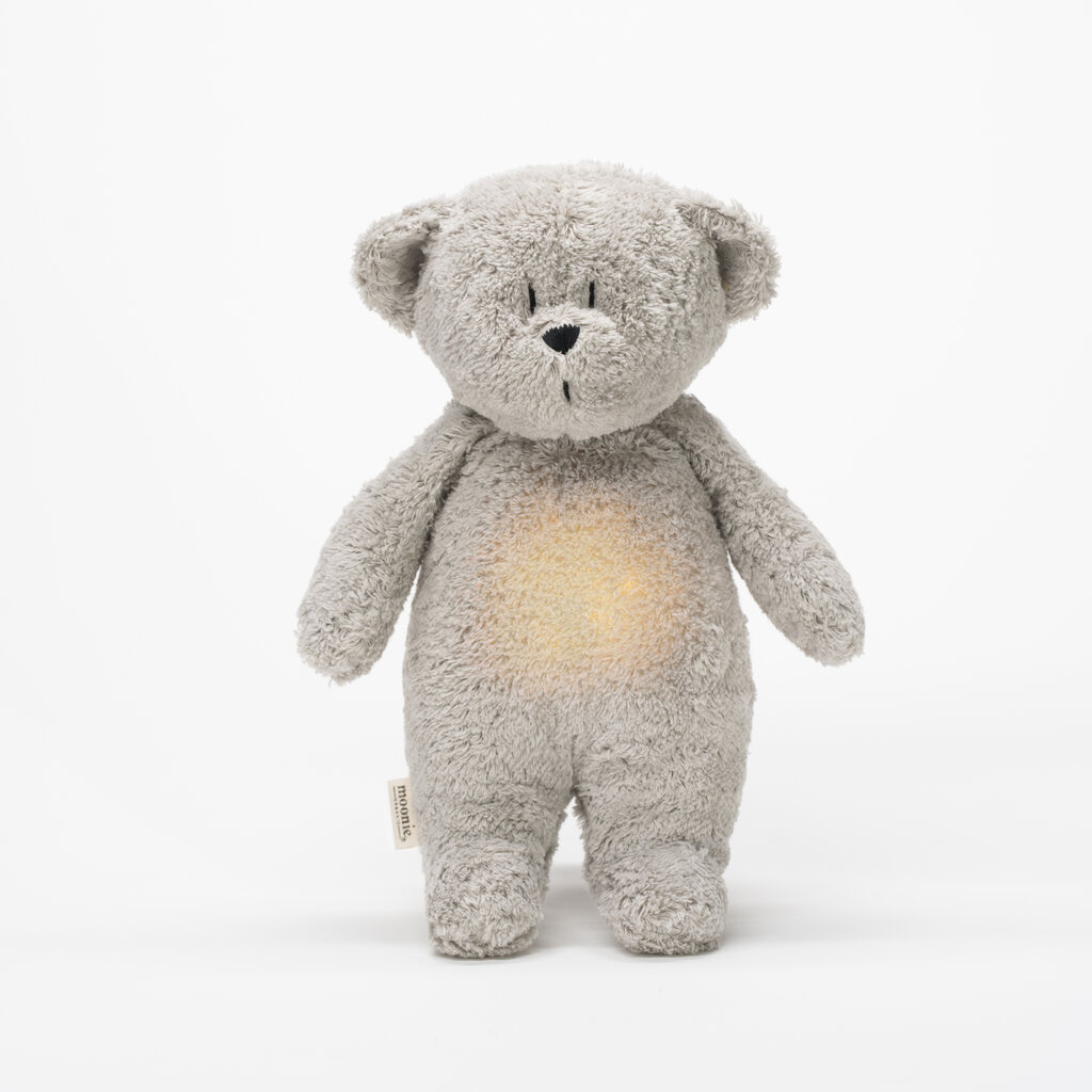 Moonie beer knuffel met hartslag - grey