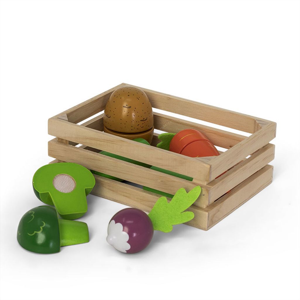 Mama Memo speelgoed boodschappen groente in houten kist