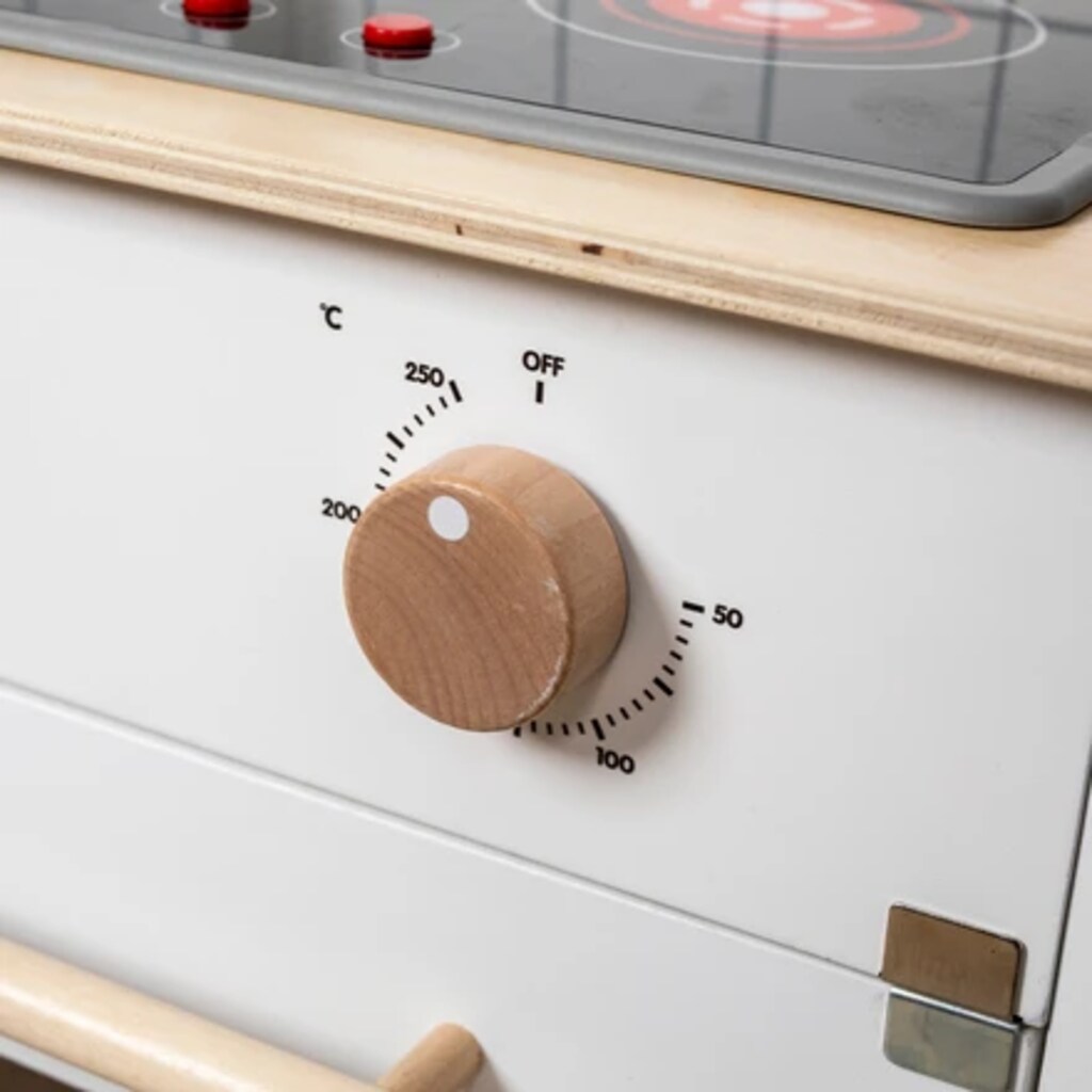 Mama Memo speelgoed keuken van hout met licht en geluid - wit - Afbeelding 3