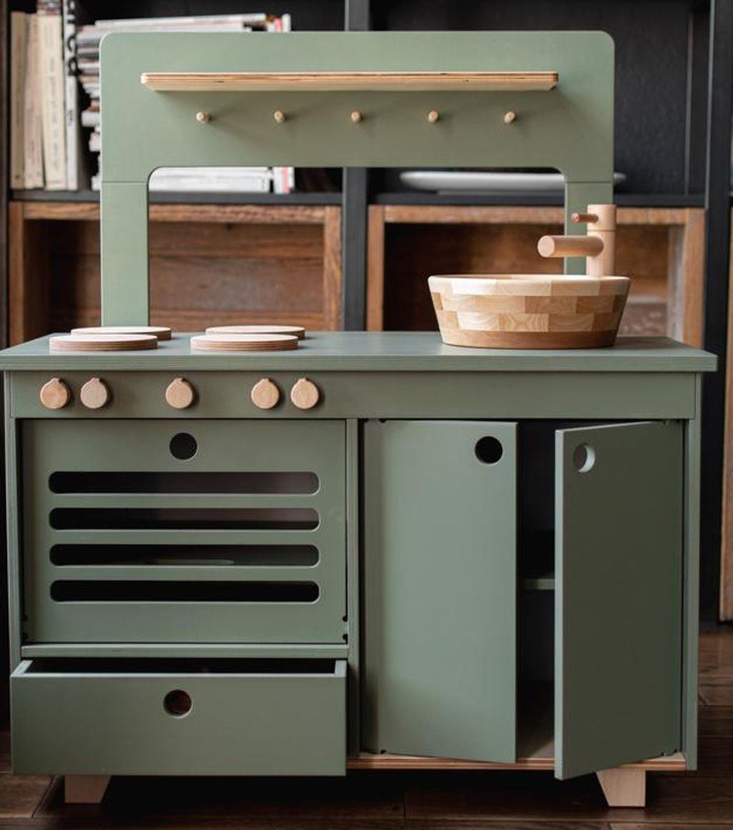Midmini speelgoed keuken van hout - groen - Afbeelding 2