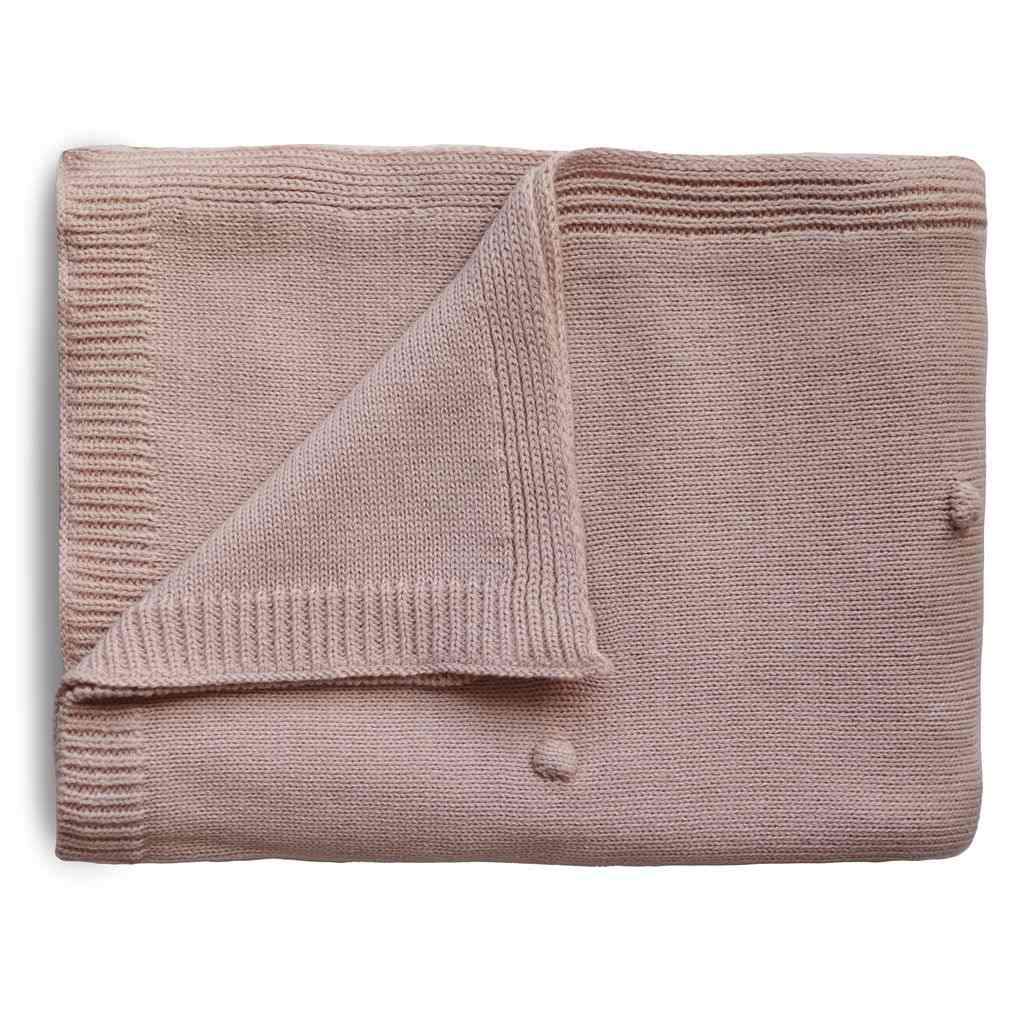 Mushie wiegdeken dots 80x100 - blush/roze