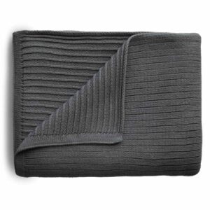 Wiegdeken gebreid ribbed - dark gray melange