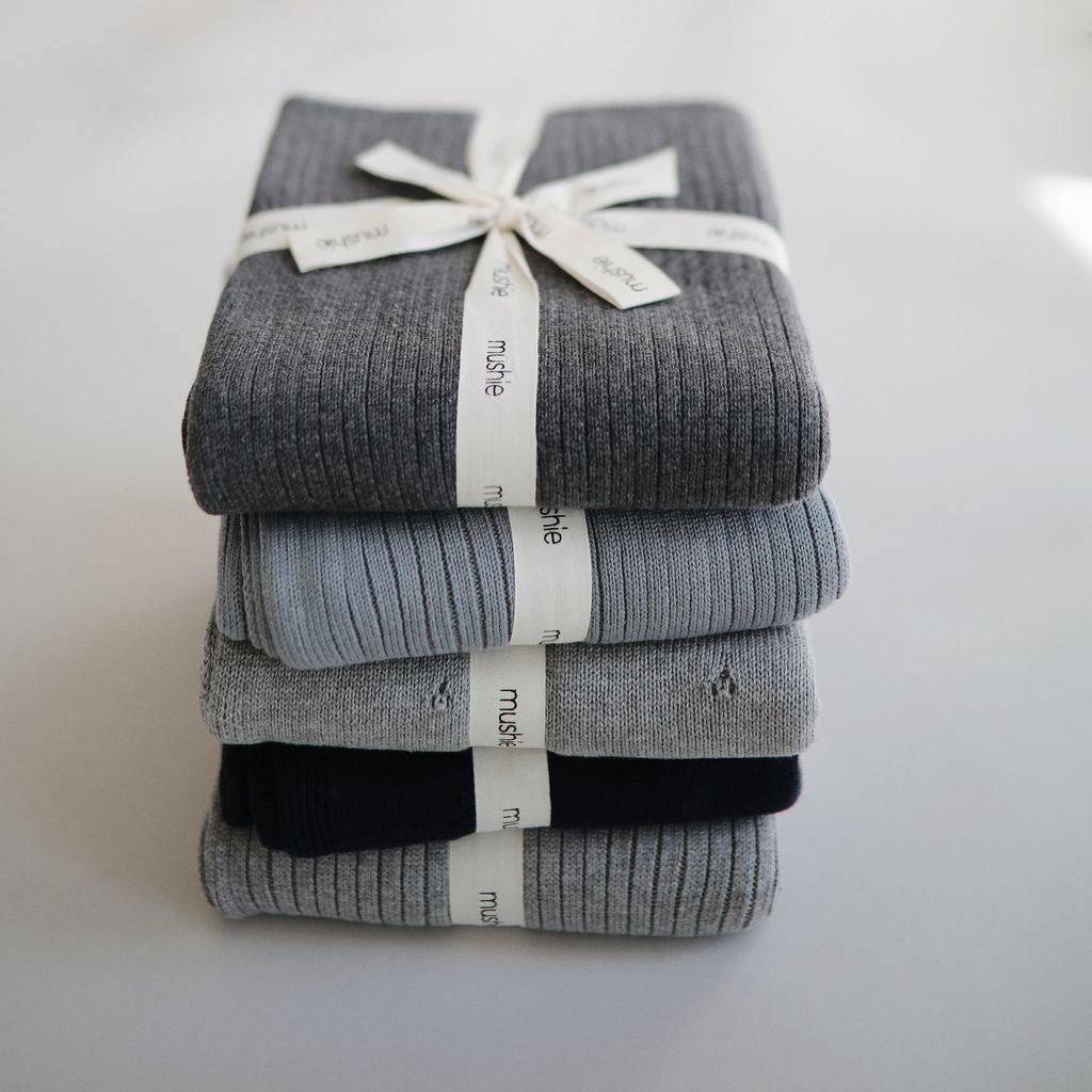 Wiegdeken gebreid ribbed - dark gray melange - Afbeelding 4