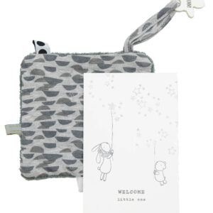 Snoozebaby kraamcadeau knuffeldoekje met kaart - frost grey