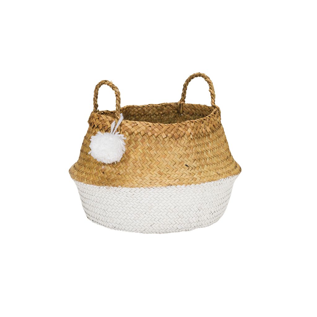 KidsDepot Pompom opbergmand zeegras - medium/wit