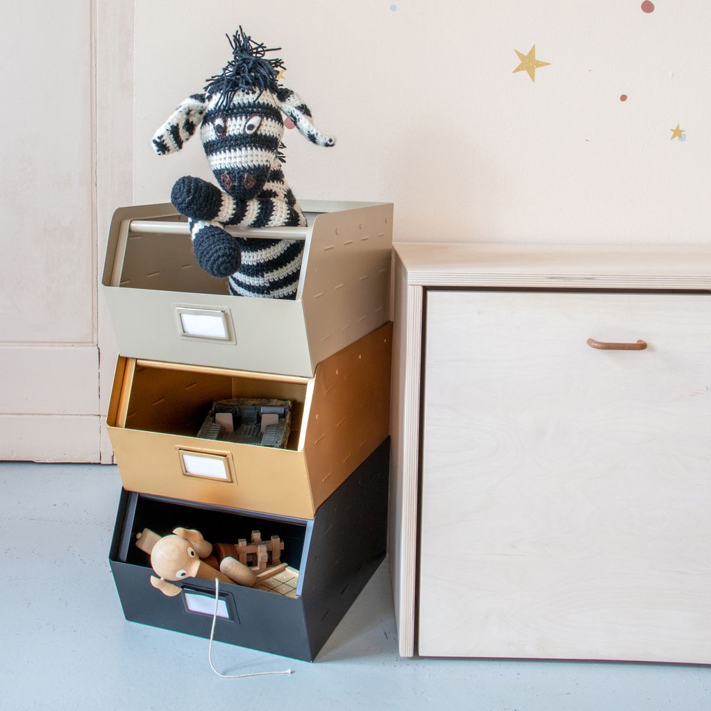 KidsDepot stapelbare opbergbox - goud - Afbeelding 2