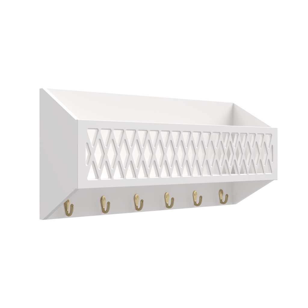 Cam Cam wandplank met haken Harlequin - wit