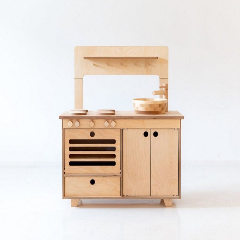 Midmini speelgoed keuken van hout - naturel