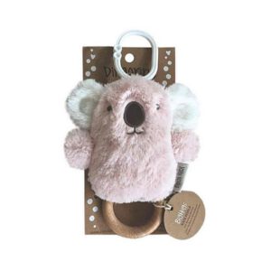 O.B. Designs pluche rammelaar koala Kate op bijtring - roze