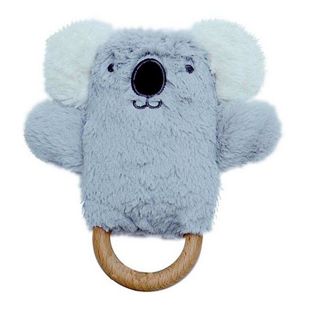 O.B. Designs pluche rammelaar koala Kelly op bijtring - blauw