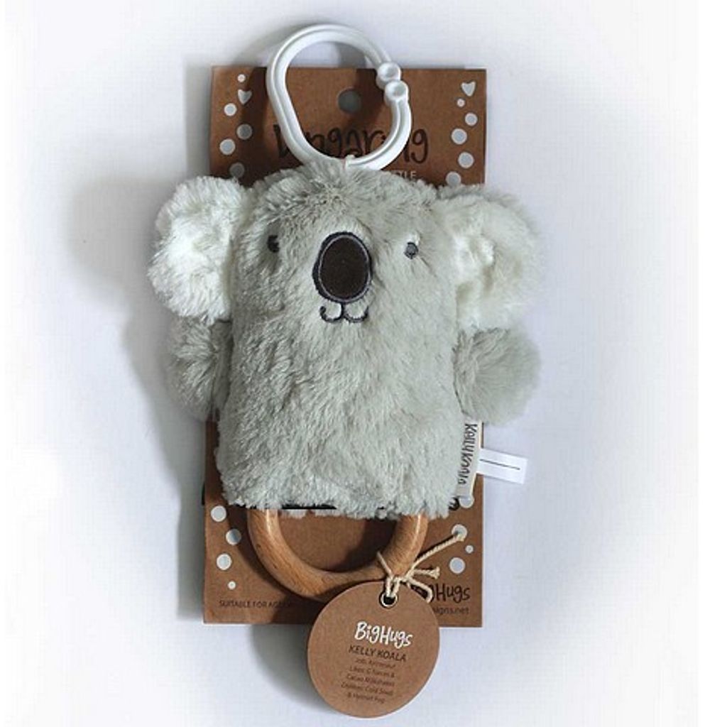 O.B. Designs pluche rammelaar koala Kelly op bijtring - blauw - Afbeelding 2