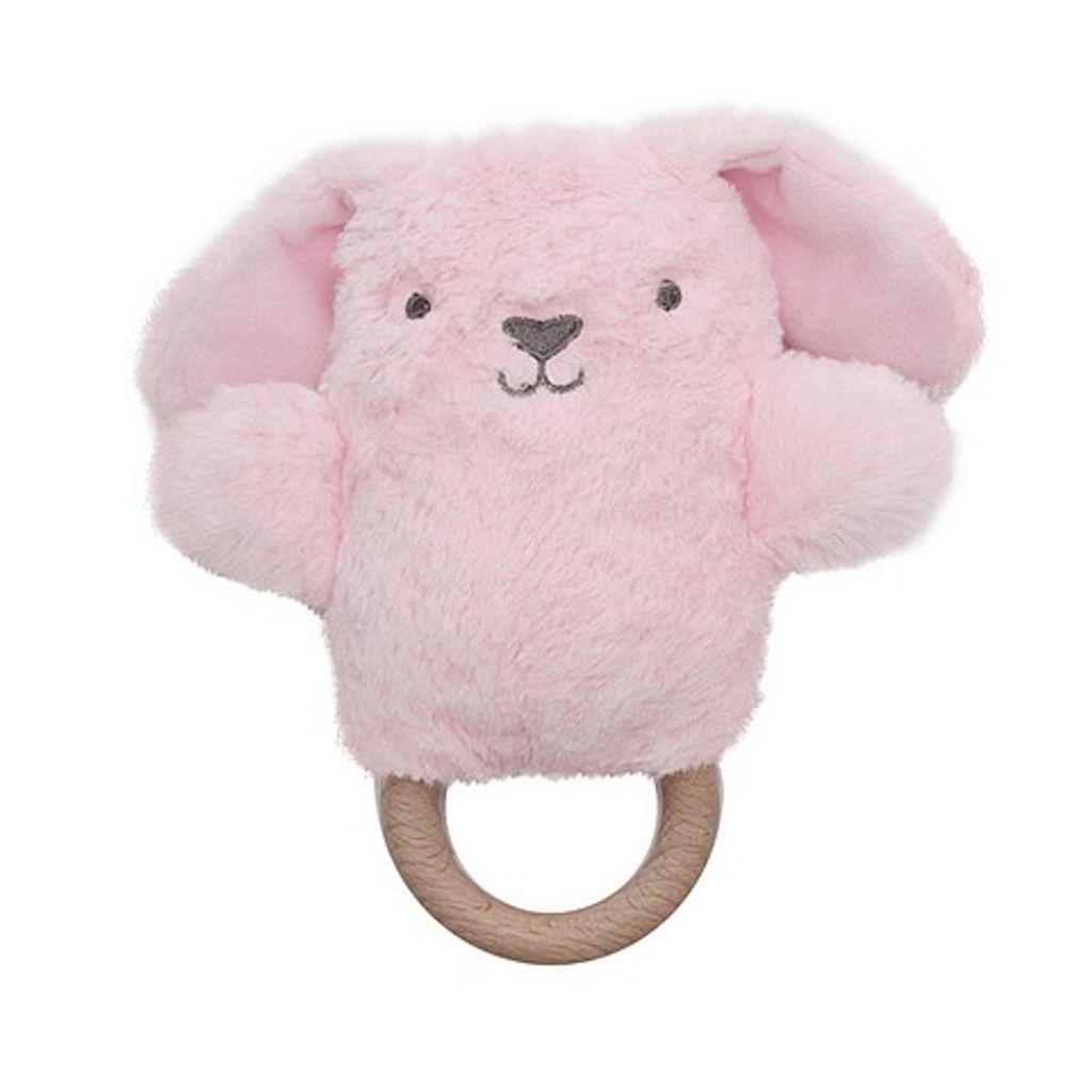 O.B. Designs pluche rammelaar konijn Betsy op bijtring - roze