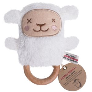 O.B. Designs pluche rammelaar schaap Sheryl op bijtring - wit