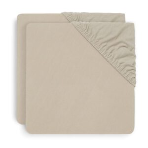 Jollein hoeslaken ledikant set van twee 60x120 - nougat