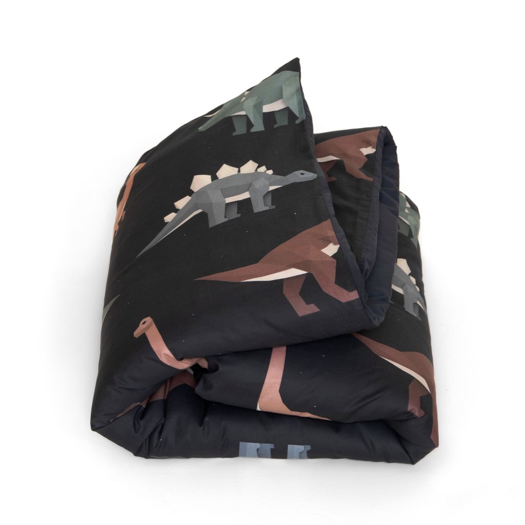 Studio Ditte kinderdekbedovertrek dinosaurus 140x200/60x70 - donkergrijs