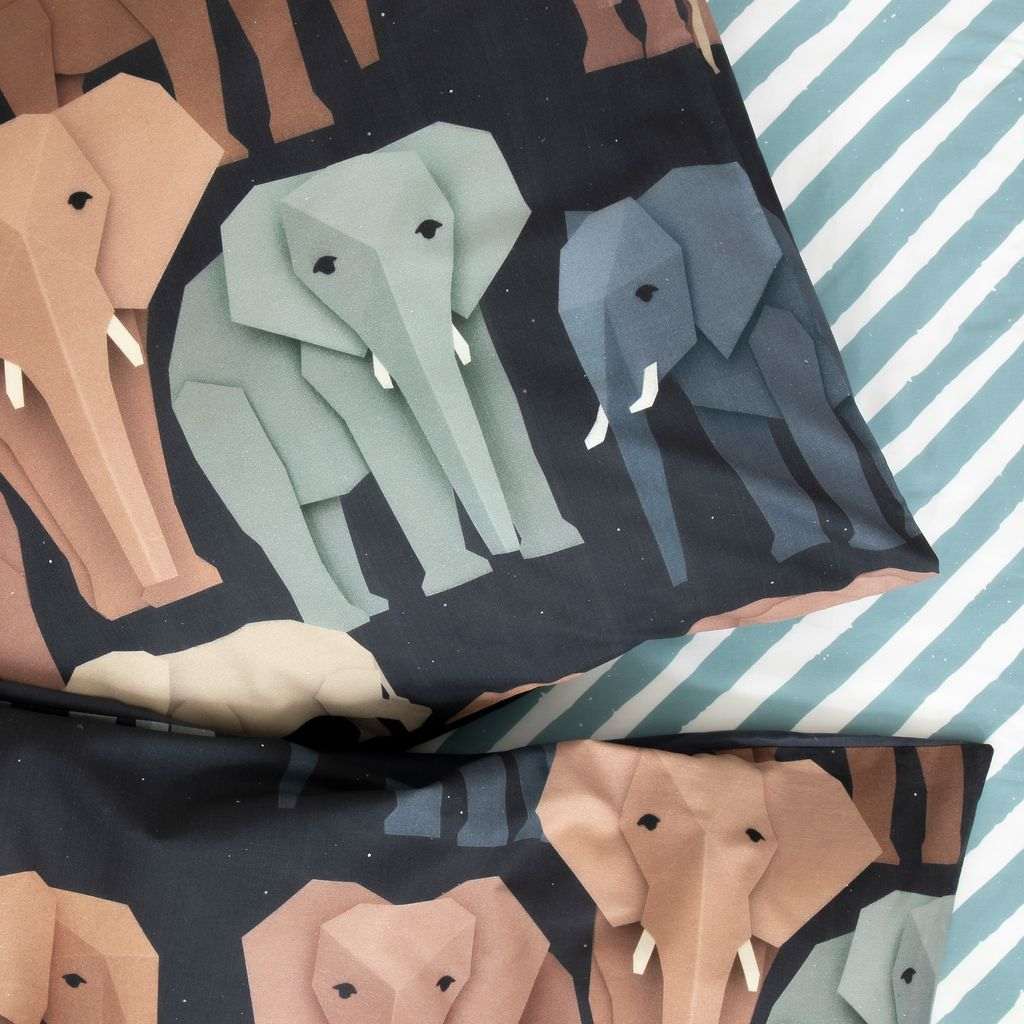 Studio Ditte hoeslaken voor peuterbed met print strepen 70x150 - blauw - Afbeelding 3
