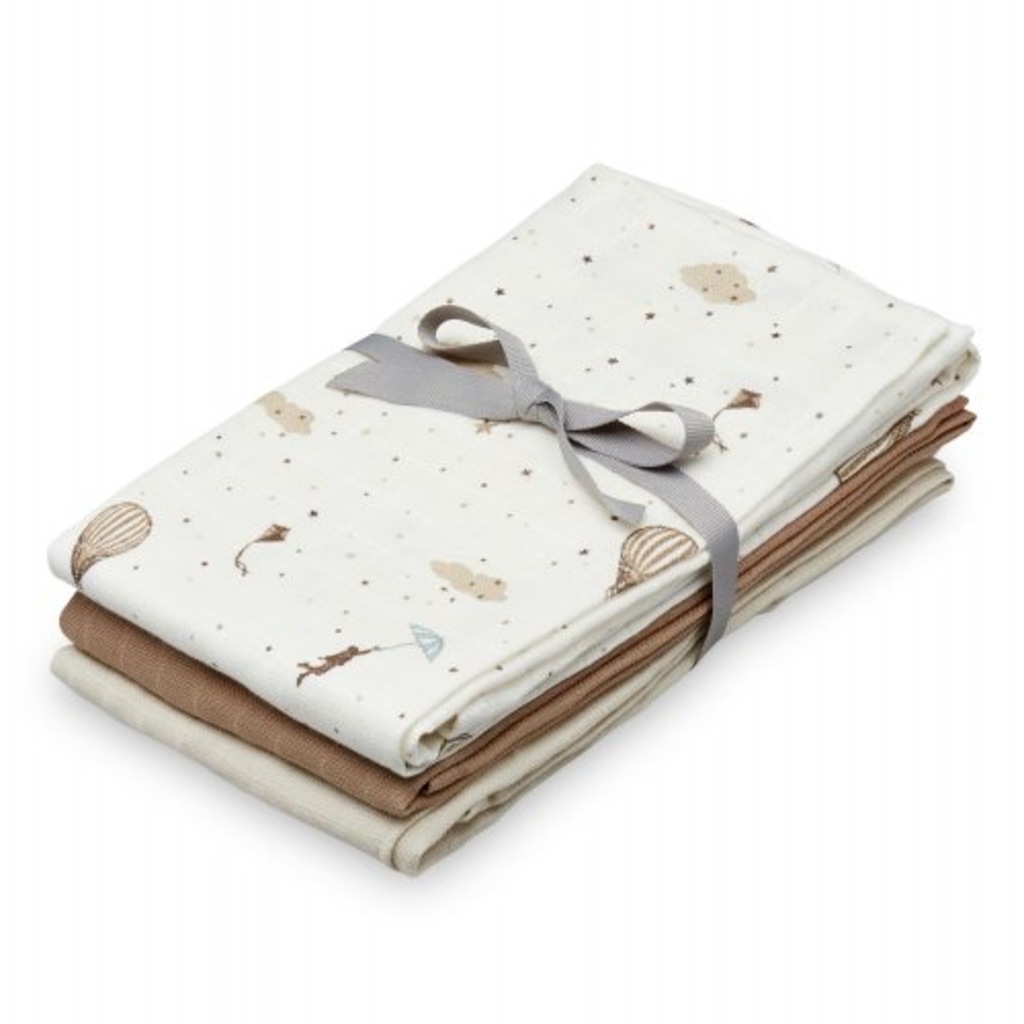 Cam Cam hydrofiele doeken set van drie 70x70 - dreamland / camel / light sand