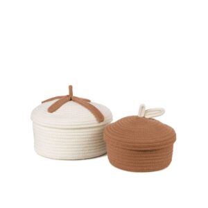 KidsDepot Bowie commodemandjes set van 2 maten - naturel/terra