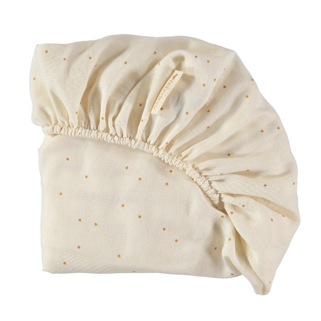 Nobodinoz hoeslaken wieg 40x80 - ginger sweet dots beige - Afbeelding 3