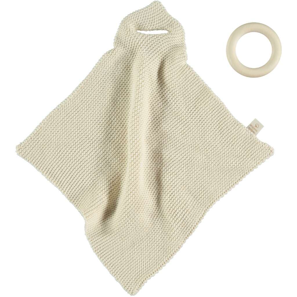 Nobodinoz gebreide knuffeldoek met bijtring - creme wit - Afbeelding 2