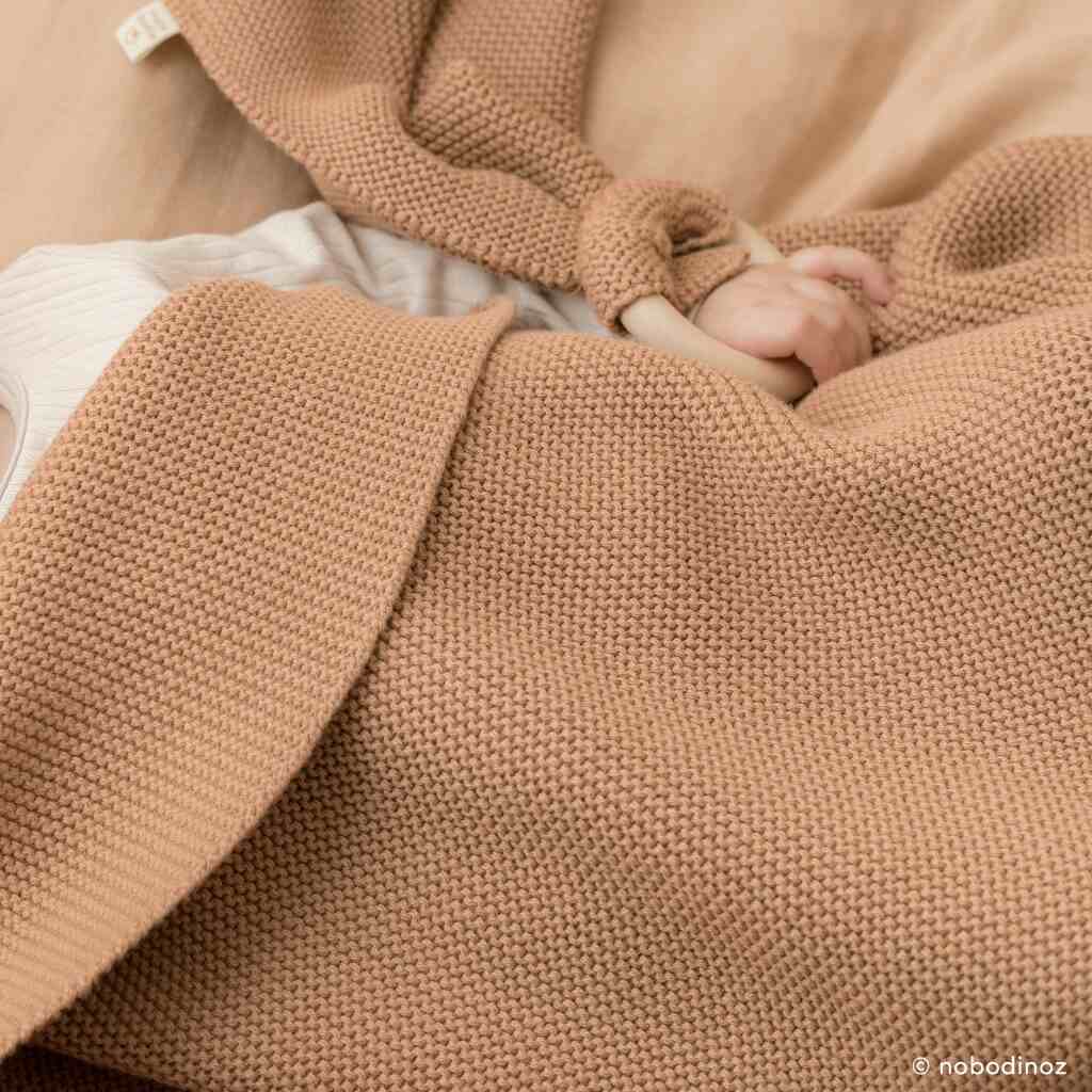 Nobodinoz gebreide knuffeldoek met bijtring - bruin - Afbeelding 4