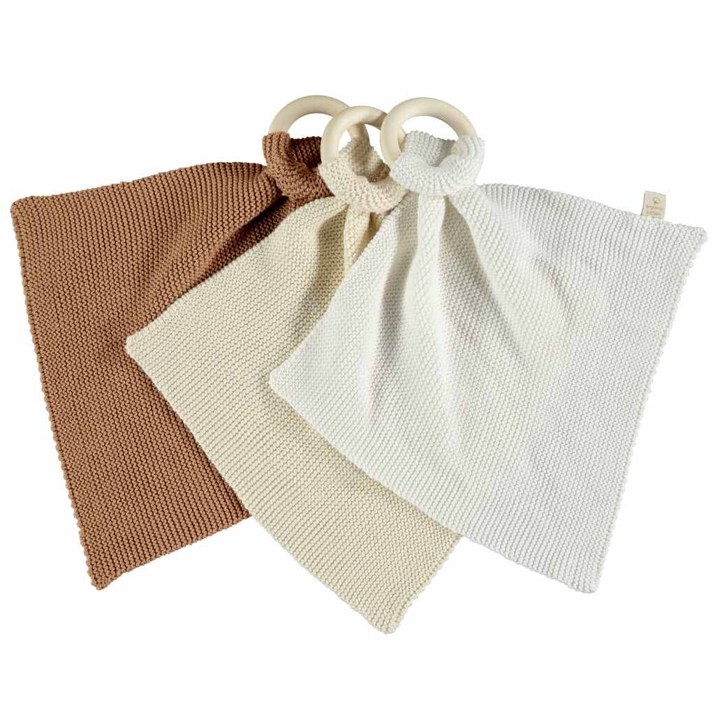 Nobodinoz gebreide knuffeldoek met bijtring - bruin - Afbeelding 5