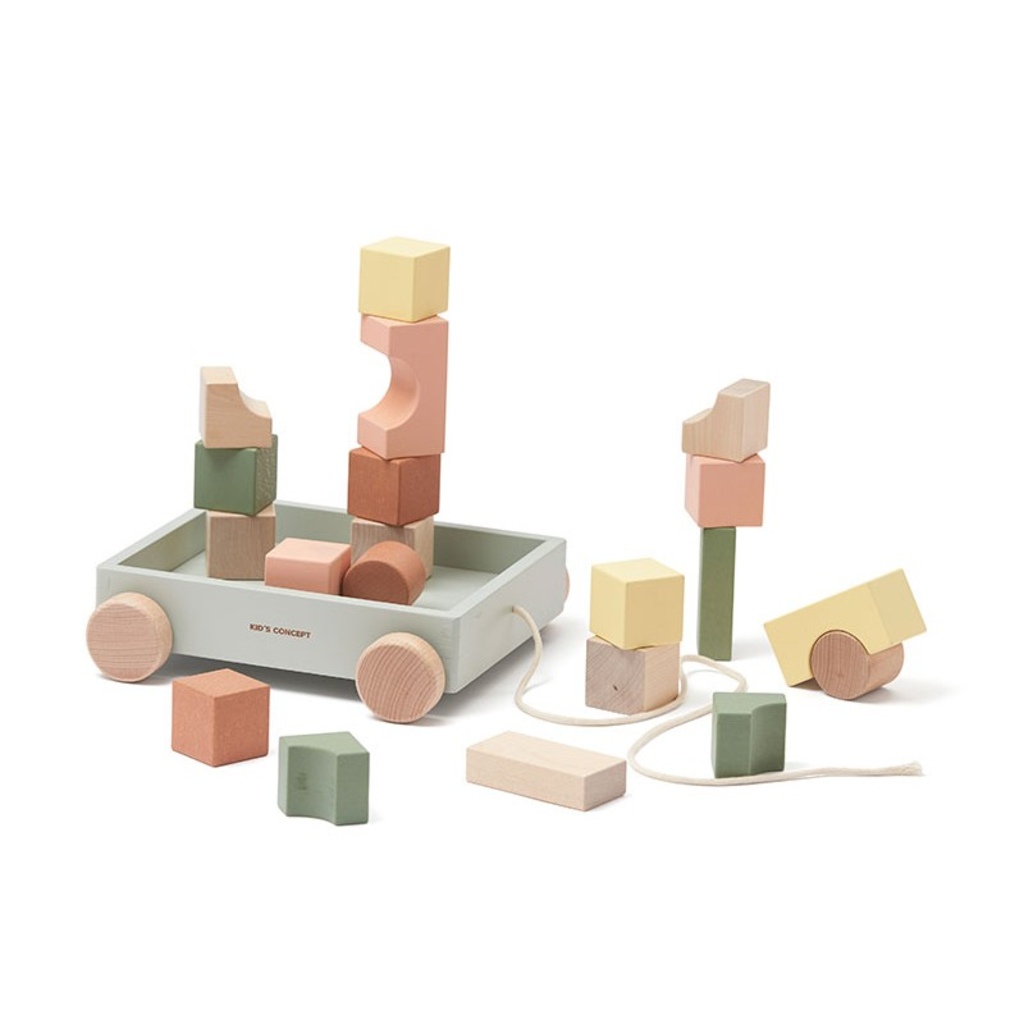 Kids Concept blokkenkar Edvin - groen - Afbeelding 2