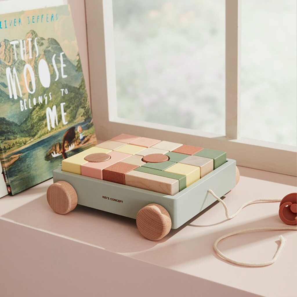 Kids Concept blokkenkar Edvin - groen - Afbeelding 3