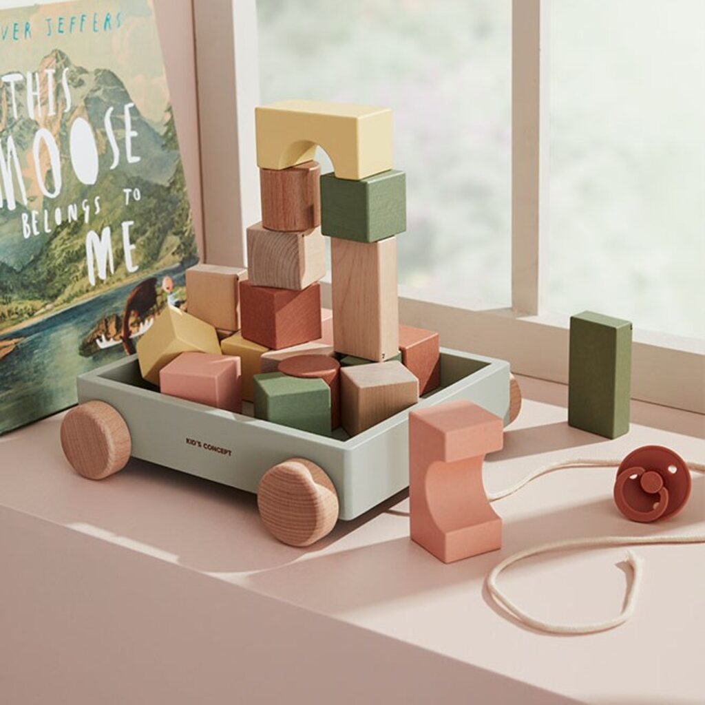 Kids Concept blokkenkar Edvin - groen - Afbeelding 4