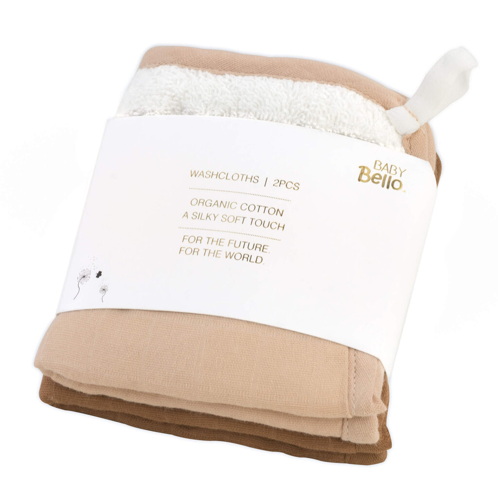 Baby Bello washandjes set van twee - desert rose / bruin - Afbeelding 2