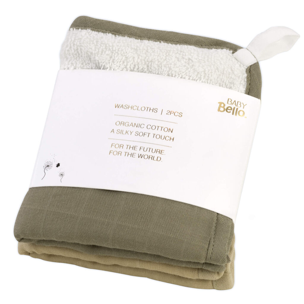 Baby Bello washandjes set van twee - dusty olive / groen - Afbeelding 2