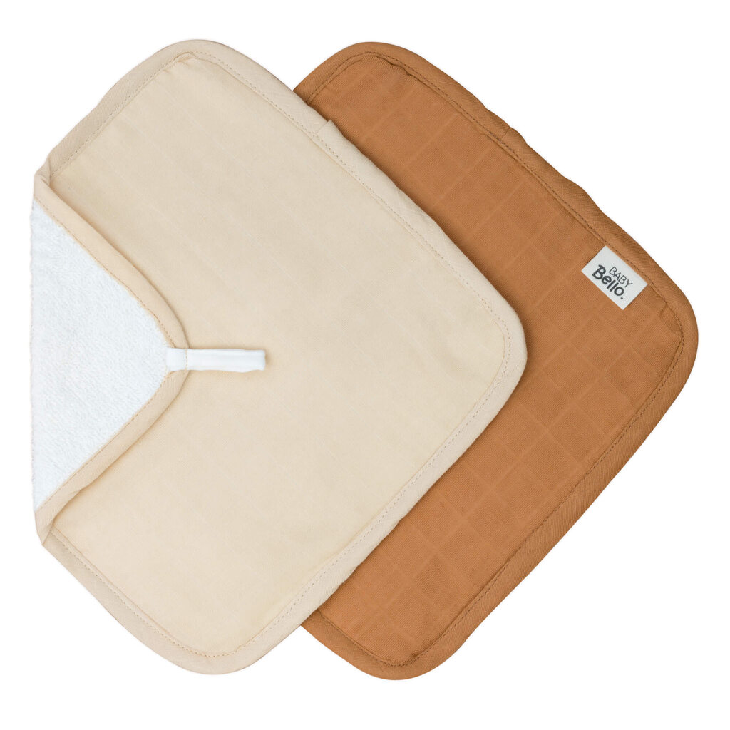 Baby Bello washandjes set van twee - sandy almond / bruin
