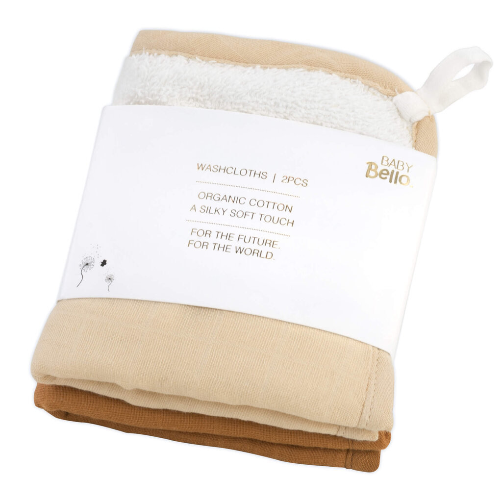 Baby Bello washandjes set van twee - sandy almond / bruin - Afbeelding 2