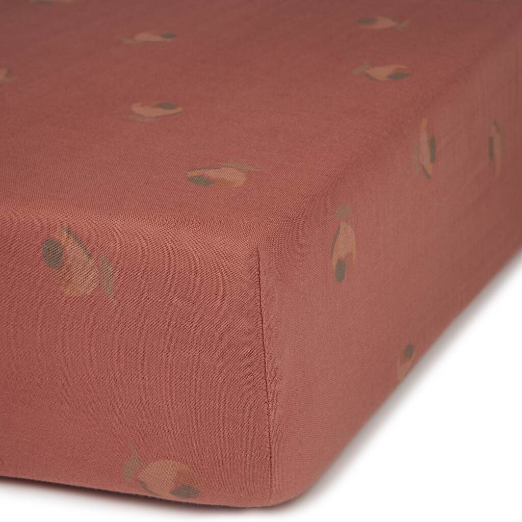 Nobodinoz hoeslaken ledikant wabi sabi print 70x140 - blossom rosewood - Afbeelding 2