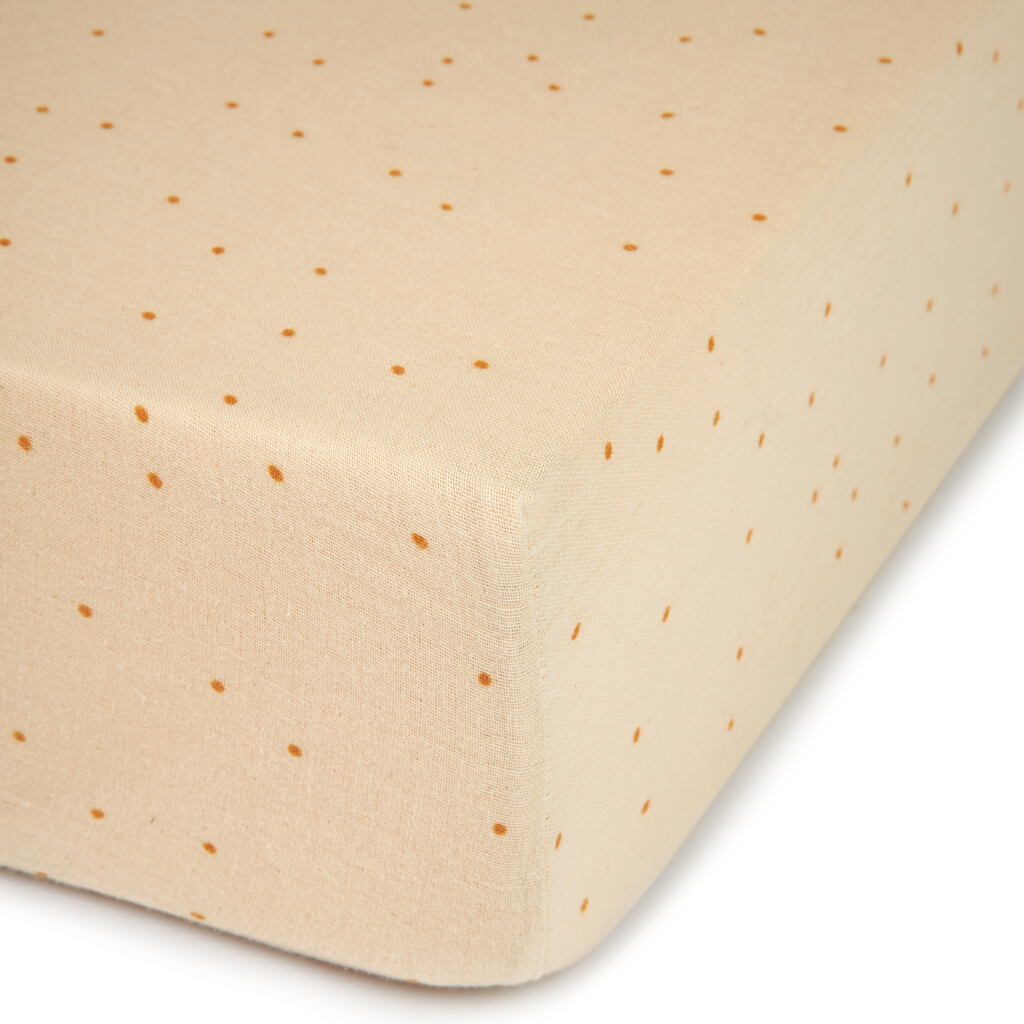 Nobodinoz hoeslaken ledikant wabi sabi print 70x140 - dots ginger - Afbeelding 2