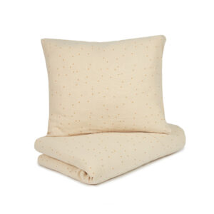 Nobodinoz kinderdekbedovertrek wabi sabi print 100x140/40x45 - dots ginger / beige