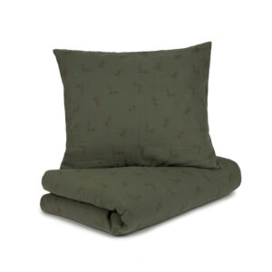 Nobodinoz kinderdekbedovertrek wabi sabi print 100x140/40x45 - flore vetiver / groen