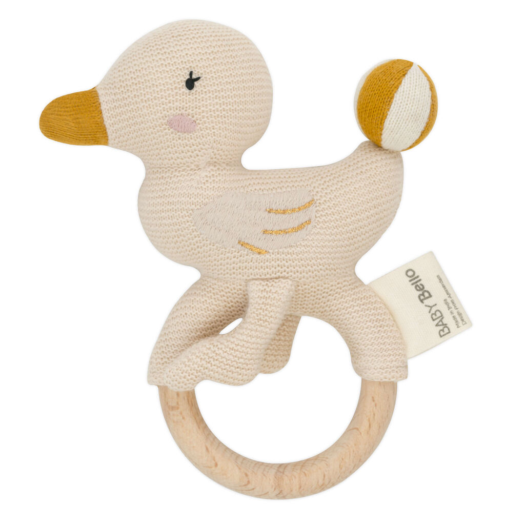 Baby Bello rammelaar en bijtring eend - beige