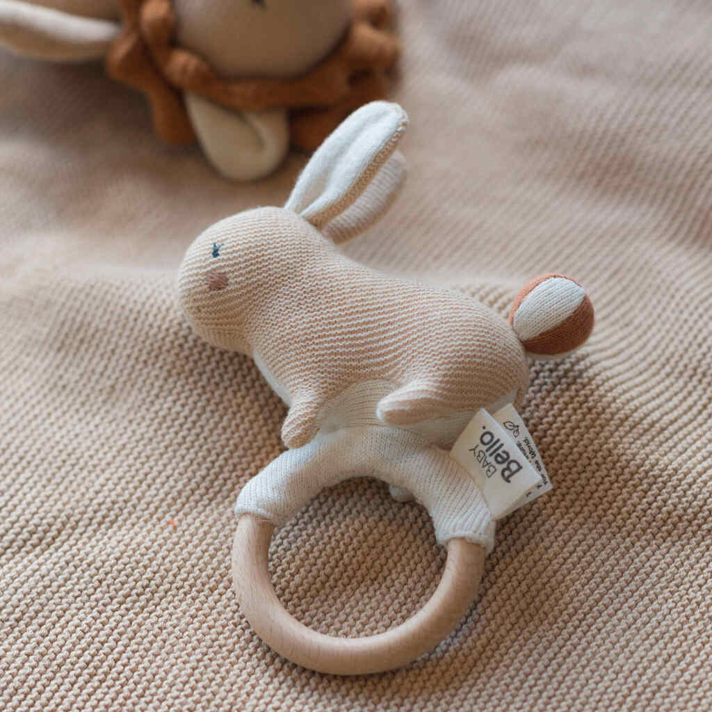Baby Bello rammelaar en bijtring konijn - roze - Afbeelding 2