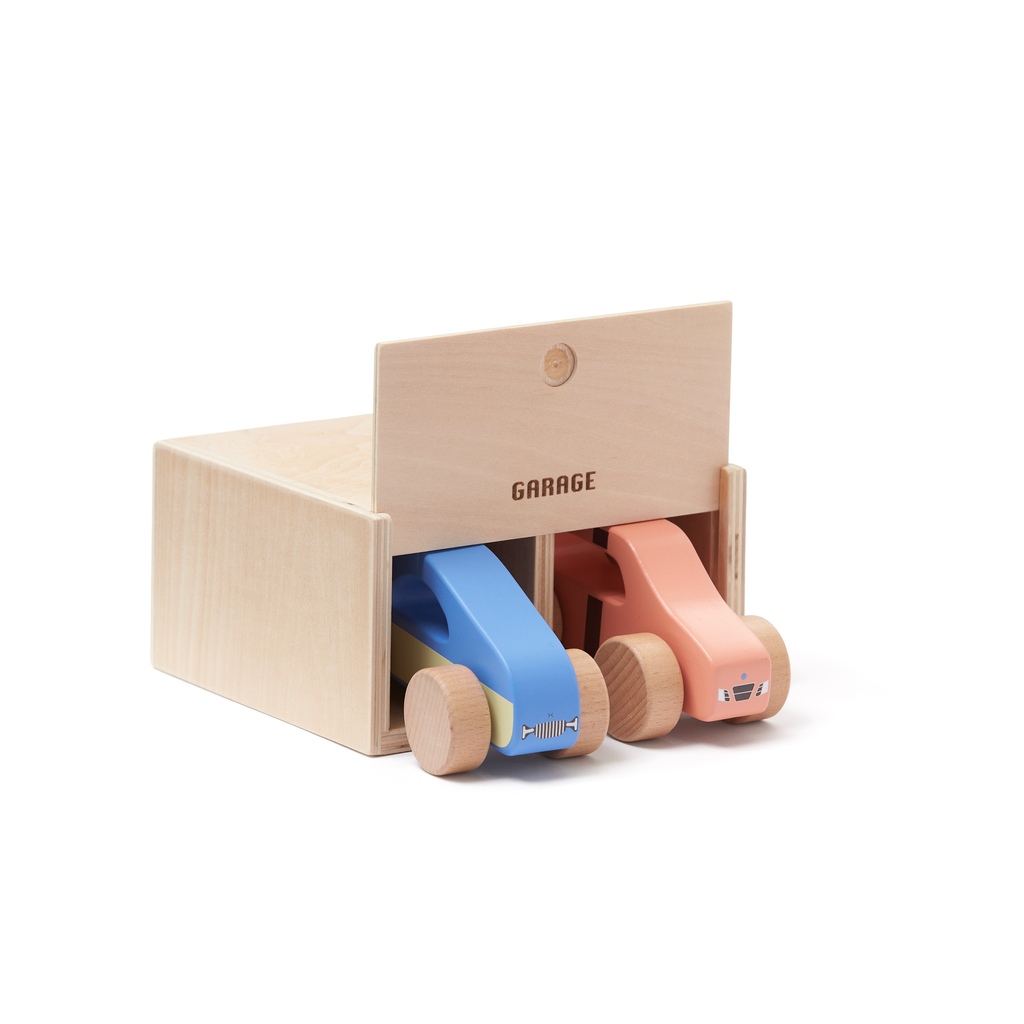 Kids Concept speelgoed auto's set van twee met dubbele garage - Aiden - Afbeelding 3