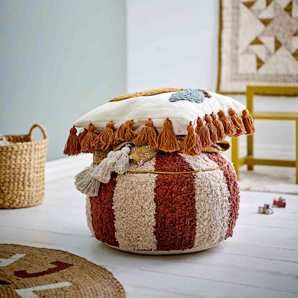 Bloomingville MINI kinderpoef circus - rood - Afbeelding 2